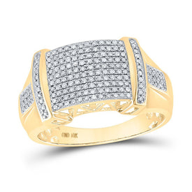 10kt Yellow Gold Men's Round Diamond Cluster Statement Ring - 1/2 Cttw | Splendid Jewellery - Splendid Jewellery