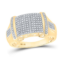 Load image into Gallery viewer, 10kt Yellow Gold Men&#39;s Round Diamond Cluster Statement Ring - 1/2 Cttw | Splendid Jewellery product  Top View from Splendid Jewellery