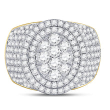 Load image into Gallery viewer, 10kt Yellow Gold Men&#39;s Round Diamond Cluster Statement Ring - 2-1/2 Cttw product Top View from Splendid Jewellery