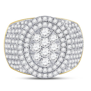 10kt Yellow Gold Men's Round Diamond Cluster Statement Ring - 2 - 1/2 Cttw - Splendid Jewellery