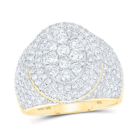 10kt Yellow Gold Men's Round Diamond Cluster Statement Ring - 2-1/2 Cttw product  Top View from Splendid Jewellery