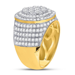 10kt Yellow Gold Men's Round Diamond Cluster Statement Ring - 2 - 1/2 Cttw - Splendid Jewellery