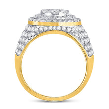 Load image into Gallery viewer, 10kt Yellow Gold Men&#39;s Round Diamond Cluster Statement Ring - 2-1/2 Cttw product Side View from Splendid Jewellery
