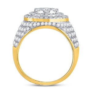 10kt Yellow Gold Men's Round Diamond Cluster Statement Ring - 2 - 1/2 Cttw - Splendid Jewellery