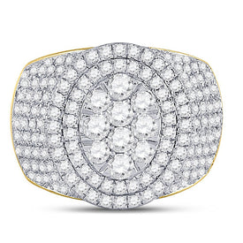 10kt Yellow Gold Men's Round Diamond Cluster Statement Ring - 2 - 1/2 Cttw - Splendid Jewellery