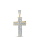 10kt Yellow Gold Men's Round Diamond Coffin Cross Charm Pendant - Exquisite Brilliance - Splendid Jewellery