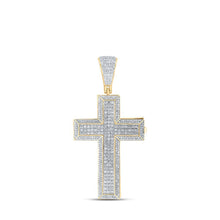 Load image into Gallery viewer, 10kt Yellow Gold Men's Round Diamond Coffin Cross Charm Pendant - Exquisite Brilliance - Splendid Jewellery