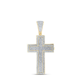 10kt Yellow Gold Men's Round Diamond Coffin Cross Charm Pendant - Exquisite Brilliance - Splendid Jewellery