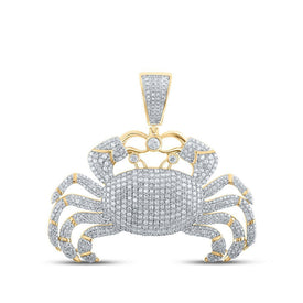 10kt Yellow Gold Men's Round Diamond Crab Cancer Sign Charm Pendant - 3 - 1/3 Cttw - Splendid Jewellery