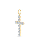 10kt Yellow Gold Men's Round Diamond Cross Charm Pendant - 1 - 1/3 Cttw - Splendid Jewellery