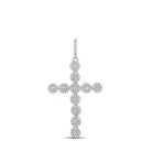 10kt Yellow Gold Men's Round Diamond Cross Charm Pendant - 1 - 1/3 Cttw - Splendid Jewellery