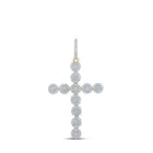 10kt Yellow Gold Men's Round Diamond Cross Charm Pendant - 1 - 1/3 Cttw - Splendid Jewellery