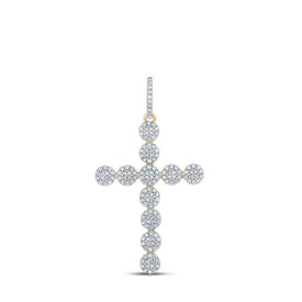 10kt Yellow Gold Men's Round Diamond Cross Charm Pendant - 1 - 1/3 Cttw - Splendid Jewellery