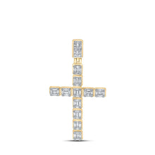 Load image into Gallery viewer, 10kt Yellow Gold Men's Round Diamond Cross Charm Pendant - 1 - 7/8 Cttw | Splendid Jewellery - Splendid Jewellery