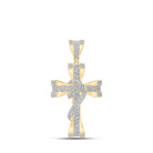 10kt Yellow Gold Men's Round Diamond Cross Charm Pendant 1 Cttw - A Dazzling Statement of Faith - Splendid Jewellery
