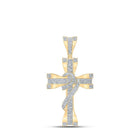 10kt Yellow Gold Men's Round Diamond Cross Charm Pendant 1 Cttw - A Dazzling Statement of Faith - Splendid Jewellery