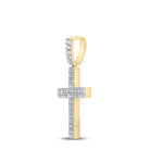 10kt Yellow Gold Men's Round Diamond Cross Charm Pendant 1 Cttw | Dazzling Divine Pendant - Splendid Jewellery