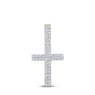 10kt Yellow Gold Men's Round Diamond Cross Charm Pendant 1 Cttw | Dazzling Divine Pendant - Splendid Jewellery