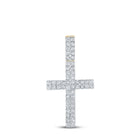10kt Yellow Gold Men's Round Diamond Cross Charm Pendant 1 Cttw | Dazzling Divine Pendant - Splendid Jewellery