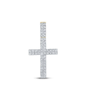 10kt Yellow Gold Men's Round Diamond Cross Charm Pendant 1 Cttw | Dazzling Divine Pendant - Splendid Jewellery