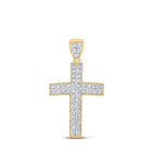 10kt Yellow Gold Men's Round Diamond Cross Charm Pendant - 1 Cttw | Splendid Jewellery - Splendid Jewellery