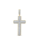 10kt Yellow Gold Men's Round Diamond Cross Charm Pendant - 1 Cttw | Splendid Jewellery - Splendid Jewellery