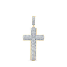 Load image into Gallery viewer, 10kt Yellow Gold Men's Round Diamond Cross Charm Pendant - 1 Cttw | Splendid Jewellery - Splendid Jewellery