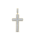 10kt Yellow Gold Men's Round Diamond Cross Charm Pendant - 1 Cttw | Splendid Jewellery - Splendid Jewellery
