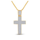10kt Yellow Gold Men's Round Diamond Cross Charm Pendant - 1 Cttw | Splendid Jewellery - Splendid Jewellery
