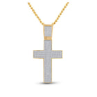 10kt Yellow Gold Men's Round Diamond Cross Charm Pendant - 1 Cttw | Splendid Jewellery - Splendid Jewellery