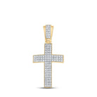 10kt Yellow Gold Men's Round Diamond Cross Charm Pendant - 1 Cttw | Splendid Jewellery - Splendid Jewellery