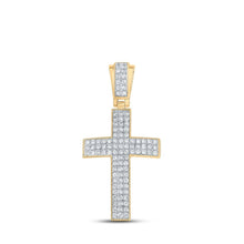 Load image into Gallery viewer, 10kt Yellow Gold Men's Round Diamond Cross Charm Pendant - 1 Cttw | Splendid Jewellery - Splendid Jewellery