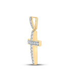 10kt Yellow Gold Men's Round Diamond Cross Charm Pendant - 1 Cttw | Splendid Jewellery - Splendid Jewellery