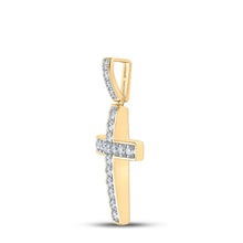 Load image into Gallery viewer, 10kt Yellow Gold Men's Round Diamond Cross Charm Pendant - 1 Cttw | Splendid Jewellery - Splendid Jewellery