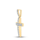 10kt Yellow Gold Men's Round Diamond Cross Charm Pendant - 1 Cttw | Splendid Jewellery - Splendid Jewellery