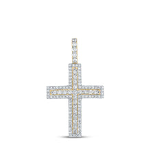Load image into Gallery viewer, 10kt Yellow Gold Men's Round Diamond Cross Charm Pendant - 1 Cttw | Splendid Jewellery - Splendid Jewellery