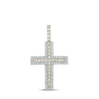 10kt Yellow Gold Men's Round Diamond Cross Charm Pendant - 1 Cttw | Splendid Jewellery - Splendid Jewellery