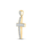 10kt Yellow Gold Men's Round Diamond Cross Charm Pendant - 1 Cttw | Splendid Jewellery - Splendid Jewellery