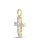 10kt Yellow Gold Men's Round Diamond Cross Charm Pendant - 1 Cttw | Splendid Jewellery - Splendid Jewellery