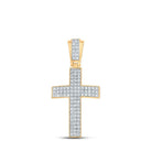 10kt Yellow Gold Men's Round Diamond Cross Charm Pendant - 1 Cttw | Splendid Jewellery - Splendid Jewellery
