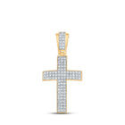 10kt Yellow Gold Men's Round Diamond Cross Charm Pendant - 1 Cttw | Splendid Jewellery - Splendid Jewellery