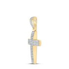 10kt Yellow Gold Men's Round Diamond Cross Charm Pendant - 1 Cttw | Splendid Jewellery - Splendid Jewellery