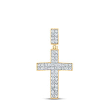 Load image into Gallery viewer, 10kt Yellow Gold Men's Round Diamond Cross Charm Pendant - 1 Cttw | Splendid Jewellery - Splendid Jewellery