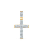 10kt Yellow Gold Men's Round Diamond Cross Charm Pendant - 1 Cttw | Splendid Jewellery - Splendid Jewellery
