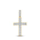 10kt Yellow Gold Men's Round Diamond Cross Charm Pendant - 1 Cttw | Splendid Jewellery - Splendid Jewellery