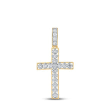 Load image into Gallery viewer, 10kt Yellow Gold Men's Round Diamond Cross Charm Pendant - 1 Cttw | Splendid Jewellery - Splendid Jewellery