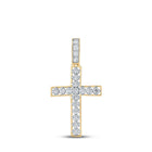 10kt Yellow Gold Men's Round Diamond Cross Charm Pendant - 1 Cttw | Splendid Jewellery - Splendid Jewellery