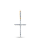 10kt Yellow Gold Men's Round Diamond Cross Charm Pendant - 1/2 Cttw - Splendid Jewellery