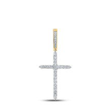 Load image into Gallery viewer, 10kt Yellow Gold Men's Round Diamond Cross Charm Pendant - 1/2 Cttw - Splendid Jewellery