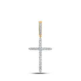 10kt Yellow Gold Men's Round Diamond Cross Charm Pendant - 1/2 Cttw - Splendid Jewellery